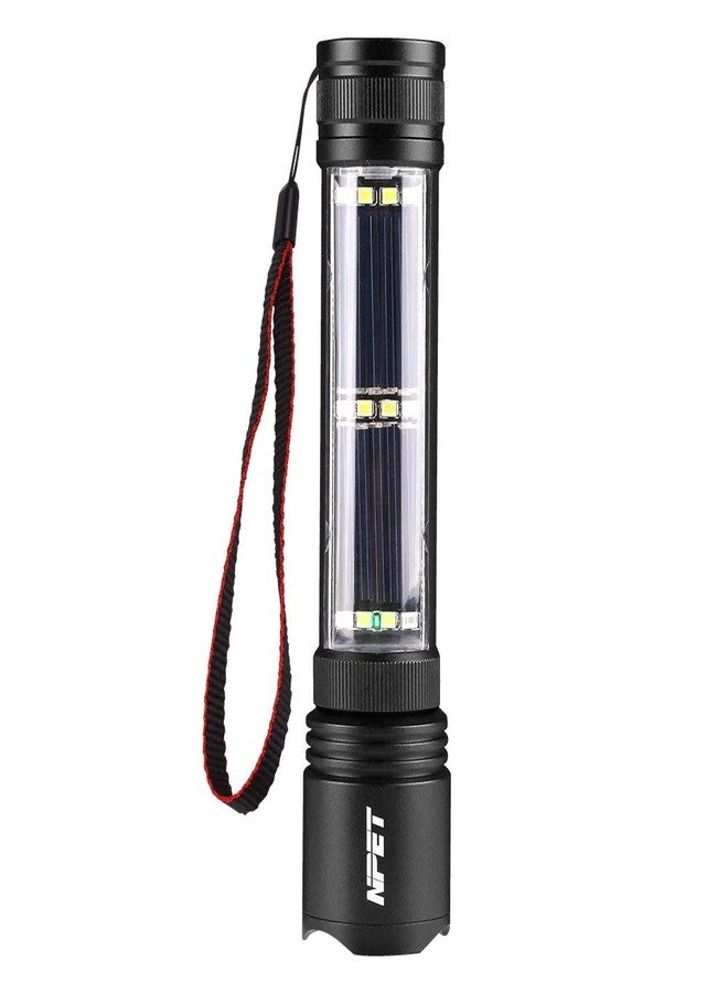 NPET T08-2 Solar Power Flashlight Car Flashlight USB Rechargeable Tactical Multi-Function Torch Emergency Tool (T08-2pack) - Image 1